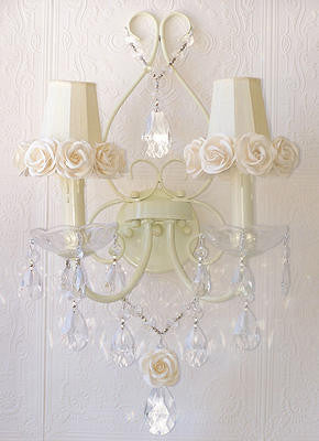 Double light Wall Sconce with Cream rose-shades