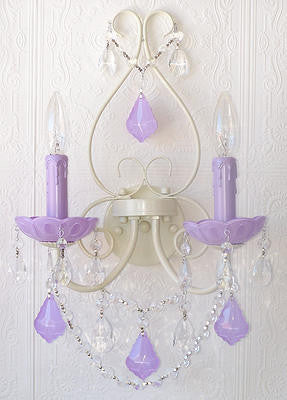Double light Wall Sconce with Lavender Crystals
