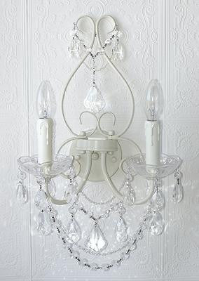 Double light antique White Crystal Wall Sconce
