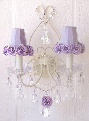 Double light Wall Sconce with Lavender rose-shades