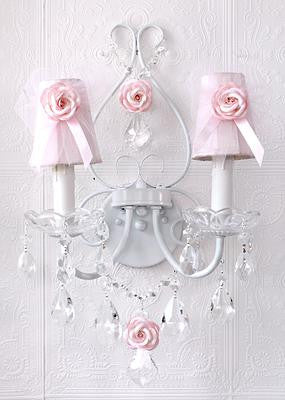 Double light Wall Sconce with Pink Tulle shades