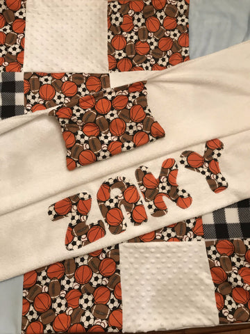Basketball quilt and towel set