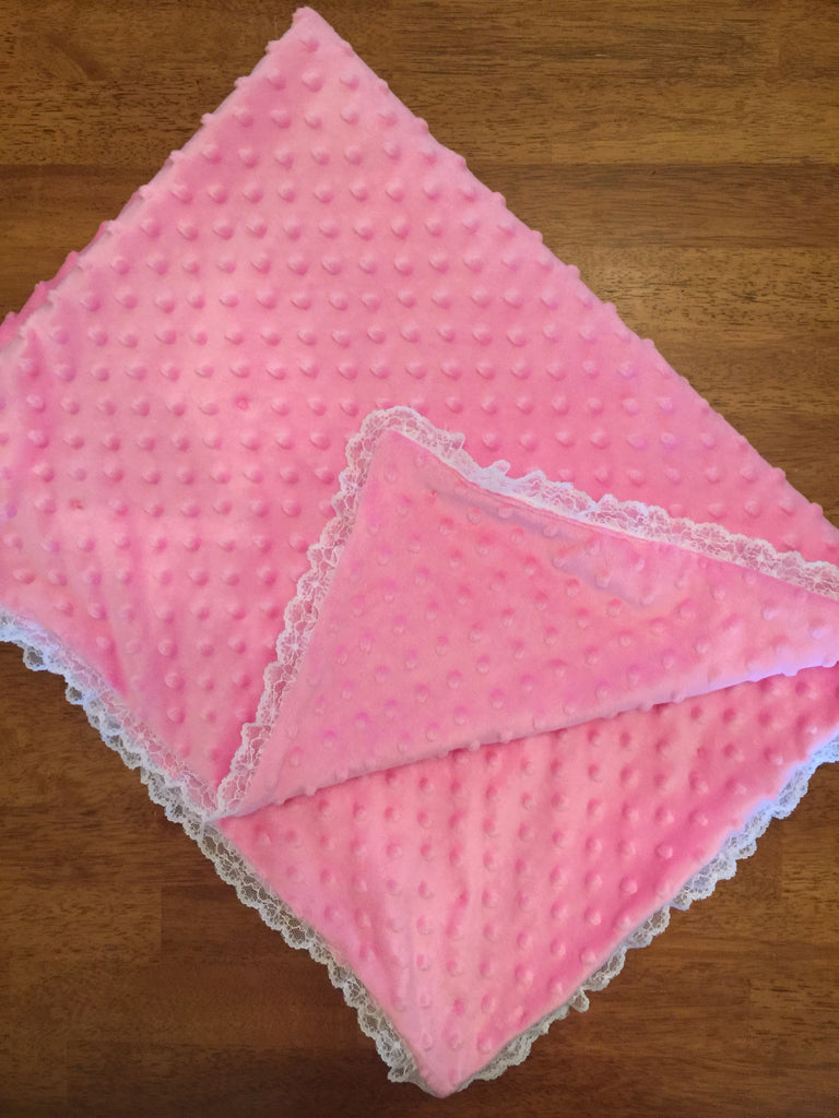 Minky Dimple Blanket with lace trim