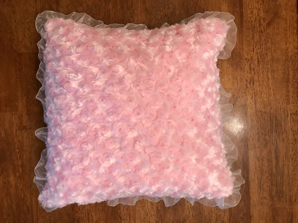 Cozy Pink Pillow With Satin Trim