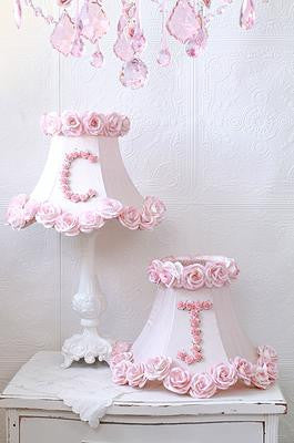 Personalized Initial Pink Roses lamp
